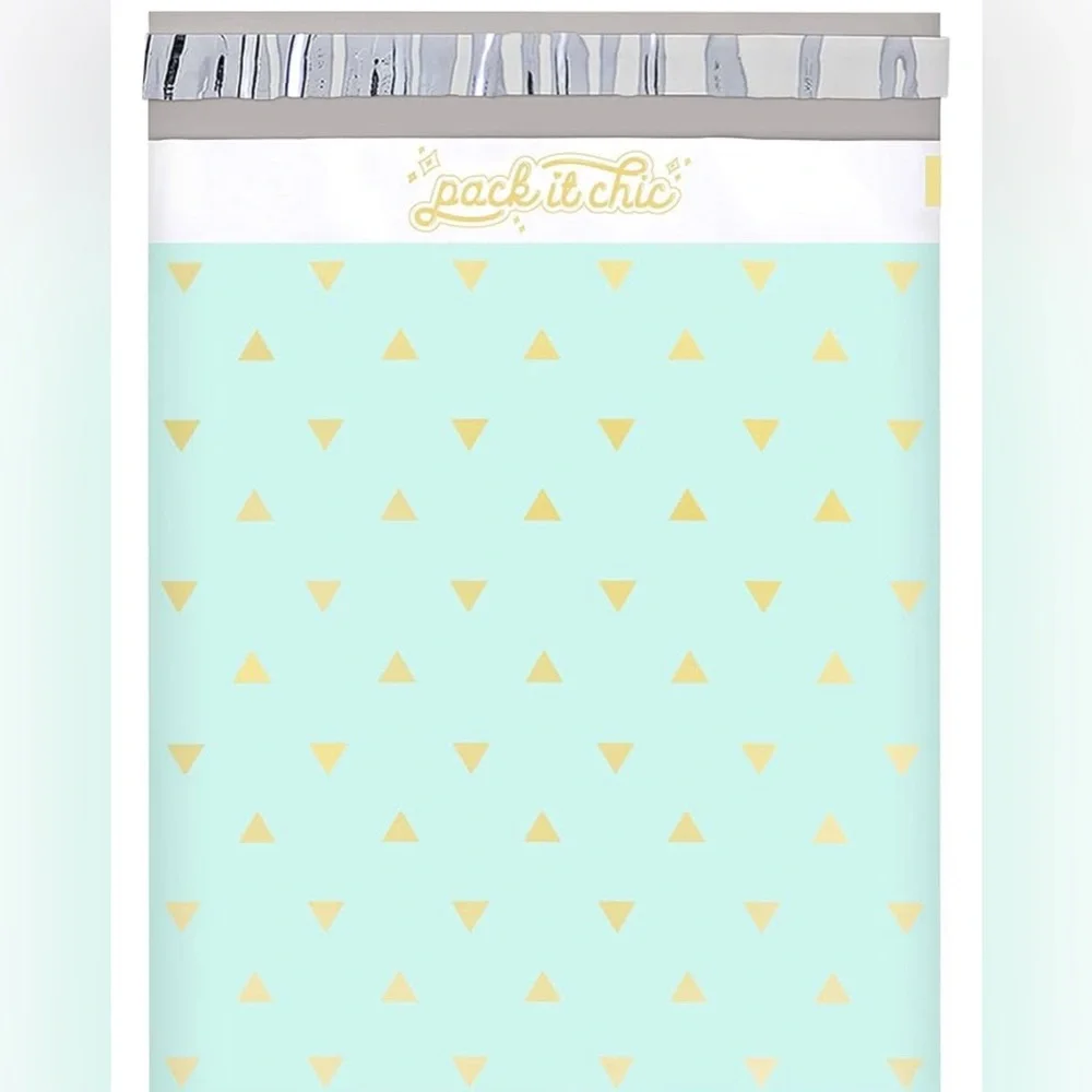 Mint Polymailers with Triangle Design - 10 by 13” Set of 20 - Picture 3 of 3